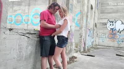 Gives Blowjob - Sexy Blonde Milf Gives Blowjob While Exploring Abandoned Building Cum On Tits - txxx.com
