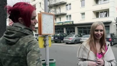 german Blonde big tits milf public pick up on street flirt - icpvid.com - Germany