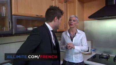Sexy short hair milf gets sodomized in her kitchen - porntry.com - France