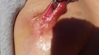 Nippleringlover Horny Milf Masturbating Outdoors With Vibrator Pierced Pussy Extreme Nipple Piercings - hclips.com