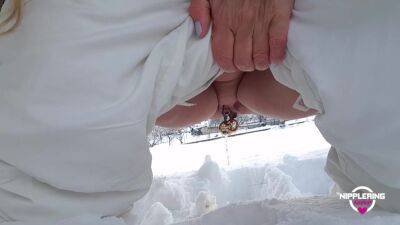 Nippleringlover Horny Milf Pissing In Snow Flashing Pierced Pussy Extreme Stretched Nipple Piercings - hclips.com