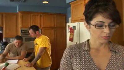 Lusty Brunette Milf In Seduced Her Neighbor In The Kitchen - upornia.com