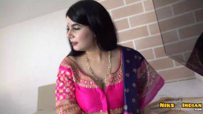 Sexy Indian MILF strips off her sari and fucks hard in her first desi romp - sexu.com - India