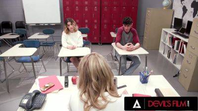 Rachael Cavalli - DEVILS FILM - Naughty MILF Teacher Rachael Cavalli Has Threesome With Her 18yo Students - hotmovs.com