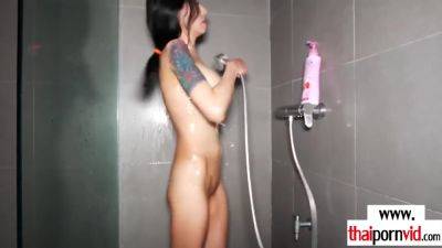 Skinny Amateur Thai Milf Beam Preparing Her Pussy For A Big White Cock - hclips.com - Thailand