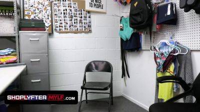 Watch MILF shoplifter get her ass licked and pussy searched by security guard in the back office - sexu.com
